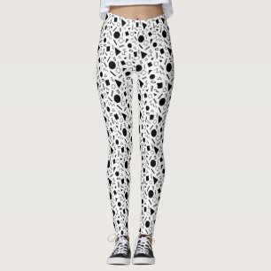 Retro Geometric Shapes Pattern Leggings