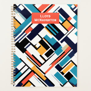 Retro geometric shapes personalised 2024 planner