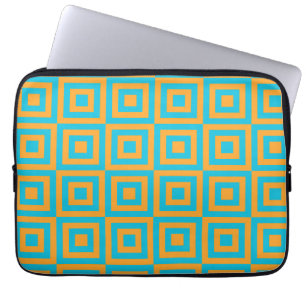 Retro Geometric Square Pattern – Bold Orange Laptop Sleeve