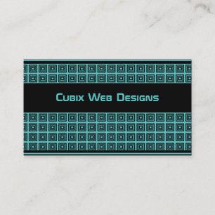 Retro Geometric Squares Business Card, Turquoise Card