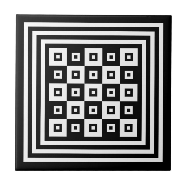 Retro Geometric Squares in a Square Pattern Tile (Front)