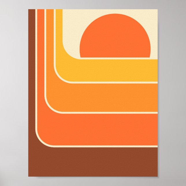 Retro Geometric Sun Design Poster (Front)