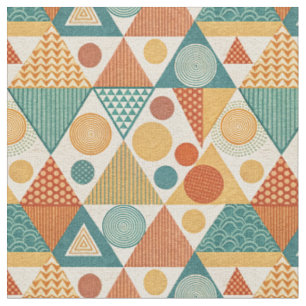 Retro Geometric Triangle & Circle Abstract Pattern Fabric