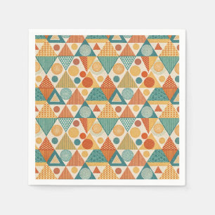Retro Geometric Triangle & Circle Abstract Pattern Napkin