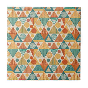 Retro Geometric Triangle & Circle Abstract Pattern Tile