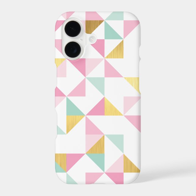 RETRO GEOMETRIC triangle pattern pink mint gold (Back)