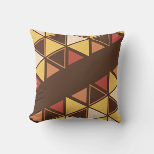 Retro Geometric Triangles Autumn Cushion