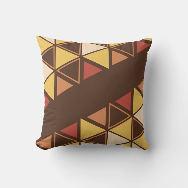 Retro Geometric Triangles Autumn Cushion (Front)