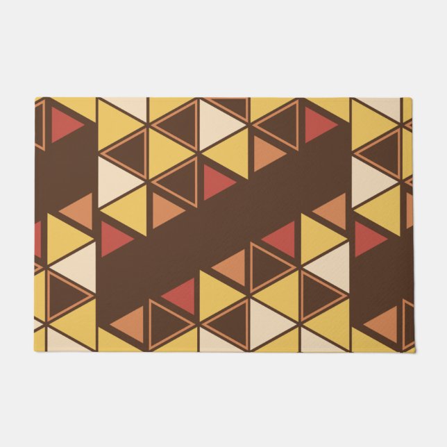 Retro Geometric Triangles Autumn Doormat (Front)