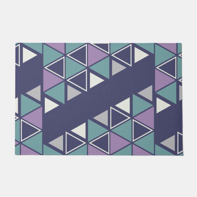 Retro Geometric Triangles Multicolored Doormat (Front)