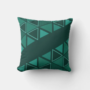 Retro Geometric Triangles Teal Cushion
