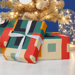 Retro geometric wrapping paper