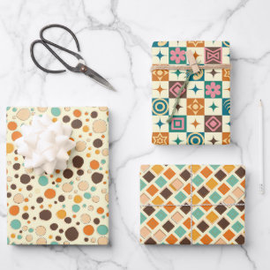 Retro Geometric Wrapping Paper Sheets
