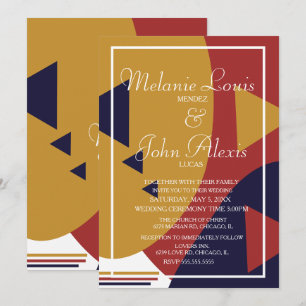 Retro Geometrical Colourful Shapes Wedding Invitation