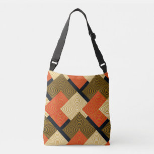 Retro Geometrical Squares: Vintage Pattern. Crossbody Bag
