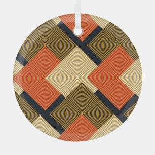 Retro Geometrical Squares: Vintage Pattern. Glass Tree Decoration
