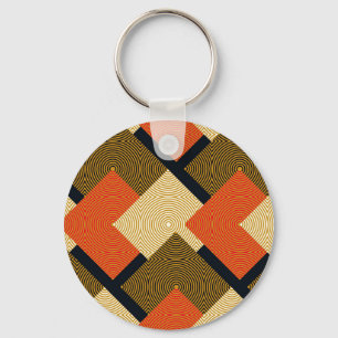 Retro Geometrical Squares: Vintage Pattern. Key Ring