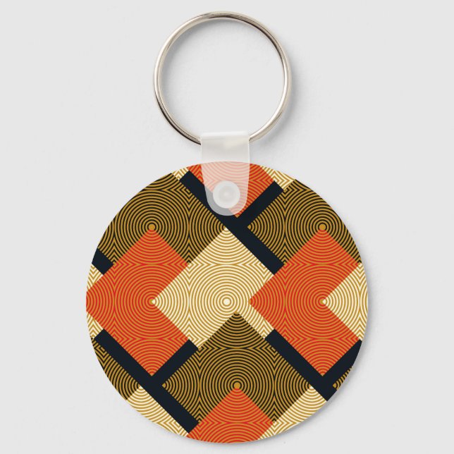 Retro Geometrical Squares: Vintage Pattern. Key Ring (Front)