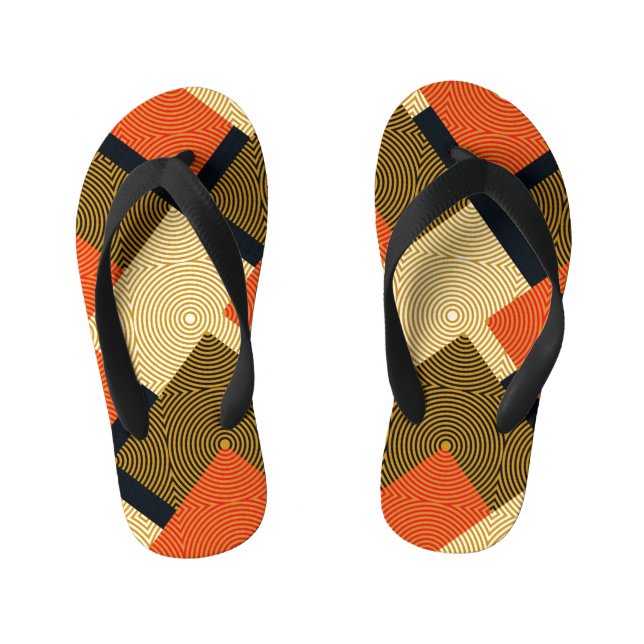 Retro Geometrical Squares: Vintage Pattern. Kid's Jandals (Footbed)