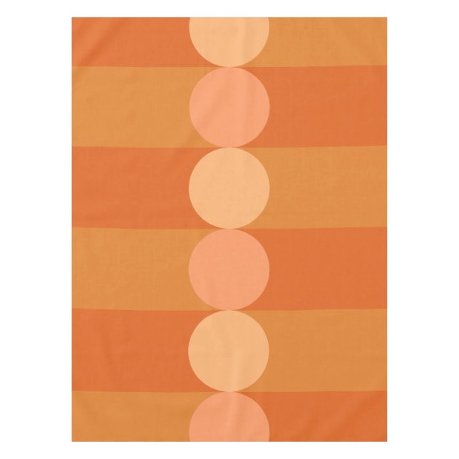 Retro Geometry Stripes Circles Orange Tablecloth (Front)