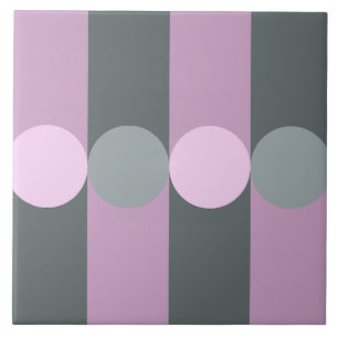 Retro Geometry Stripes Circles Purple Grey Tile