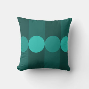 Retro Geometry Stripes Circles Teal Cushion