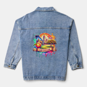 Retro Georgia Map s – Vintage usa map Denim Jacket