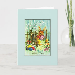 Retro German Easter Card.  Frohe Ostern! Holiday Card