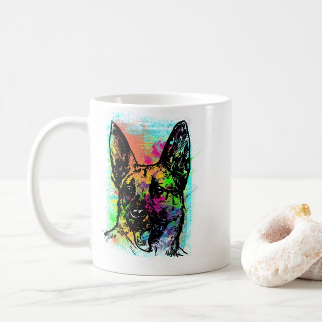 Retro German Shepard  Coffee Mug (With Donut)