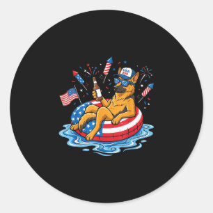 Retro german shepherd beer usa 250th anniversary classic round sticker