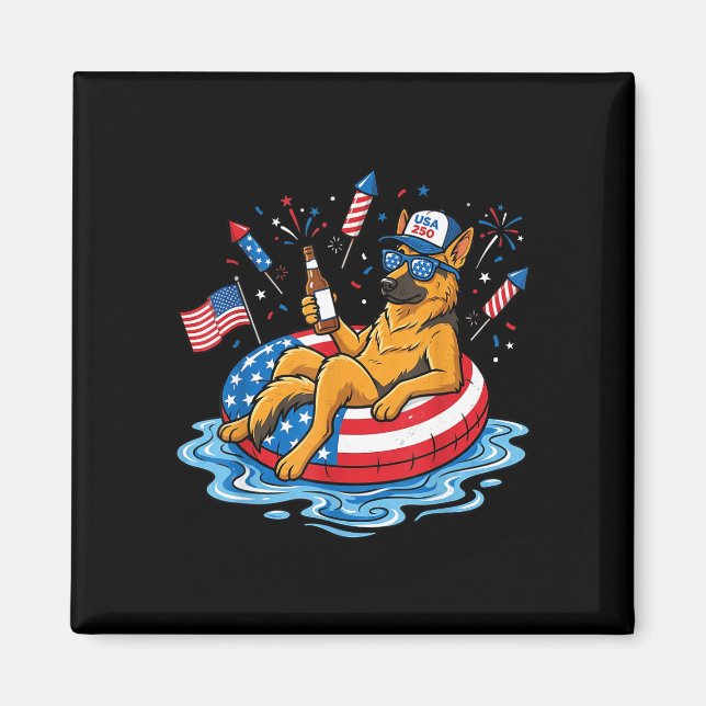 Retro german shepherd beer usa 250th anniversary magnet (Front)