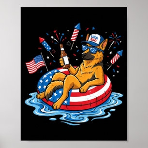 Retro german shepherd beer usa 250th anniversary poster