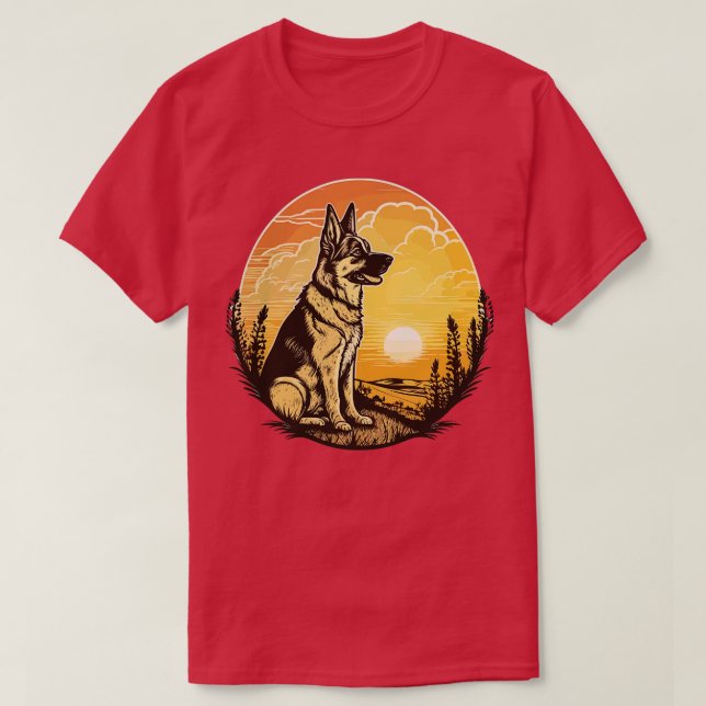 Retro german shepherd dog T-Shirt (Design Front)