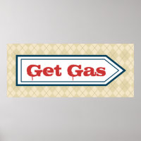 Retro Get Gas Diner Gas Station Sign Art