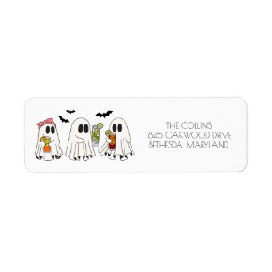 Retro Ghost and Cocktails Halloween Return Address