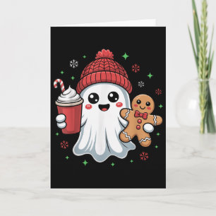 Retro Ghost Beanie Christmas Holiday Xmas Coffee G Card
