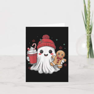 Retro Ghost Beanie Christmas Holiday Xmas Coffee G Card