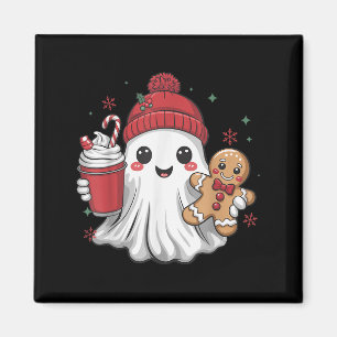 Retro Ghost Beanie Christmas Holiday Xmas Coffee G Magnet