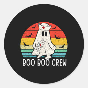 Retro Ghost Boo Boo Crew Women Nurses Funny Hallow Classic Round Sticker