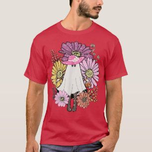 Retro Ghost Boo Flower Hippie 60s 70s Halloween Co T-Shirt