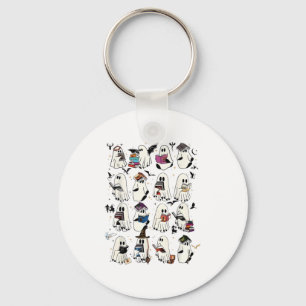 Retro Ghost Book Fantasy Halloween  Key Ring