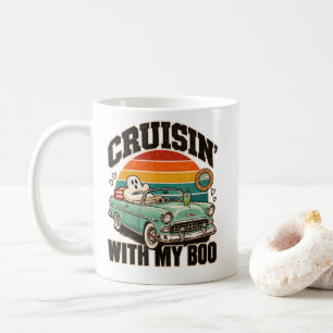 Retro Ghost Car Cruisin' With My Boo Halloween Coffee Mug
