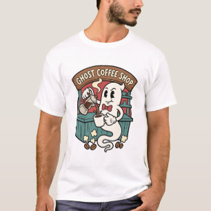 Retro Ghost Coffee Shop Halloween T-Shirt