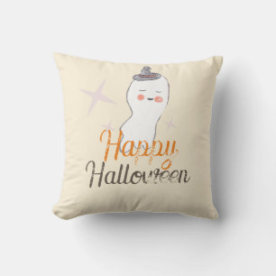 Retro Ghost Doodle Halloween Design Cushion