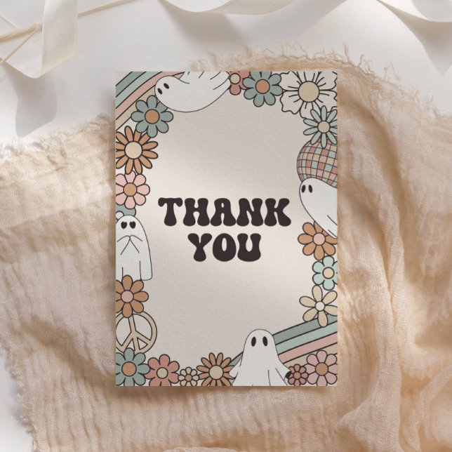 Retro Ghost Halloween Baby Shower Thank You Card (Creator Uploaded)