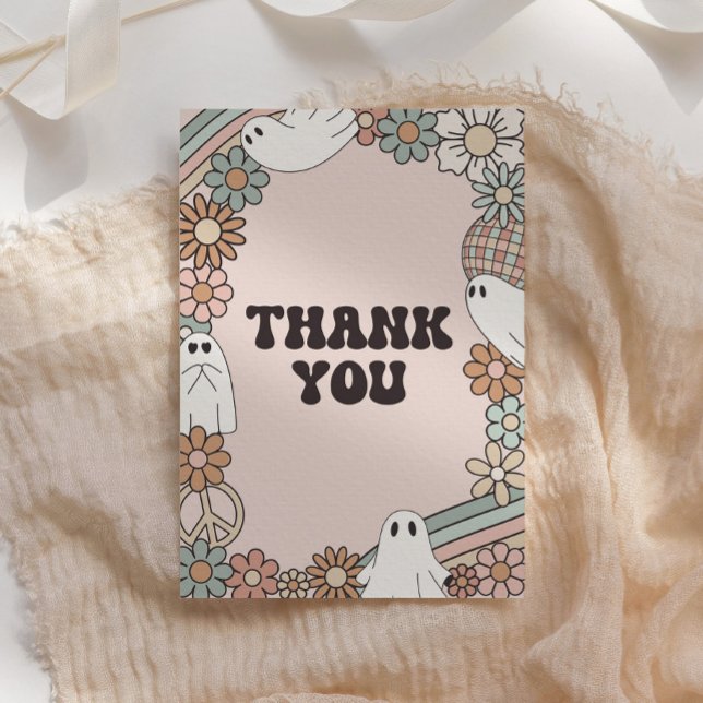 Retro Ghost Halloween Baby Shower Thank You Card (Creator Uploaded)