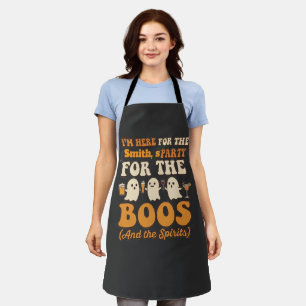 Retro Ghost Halloween Here For The Boos Fu Apron