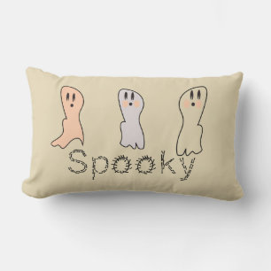 Retro Ghost Hand Lettering Spooky Tan Lumbar Cushion