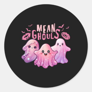 Retro Ghost Mean Ghouls Fun Halloween Spooky Seaso Classic Round Sticker