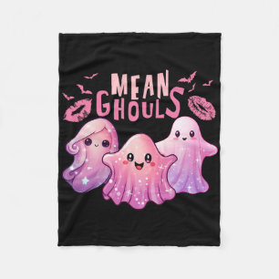 Retro Ghost Mean Ghouls Fun Halloween Spooky Seaso Fleece Blanket